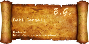 Baki Gergely névjegykártya